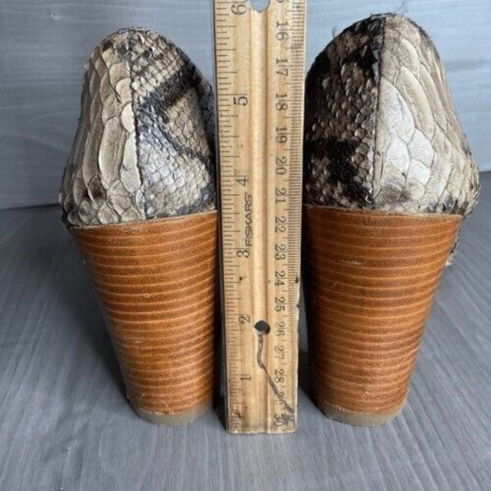 Vintage Boutique 9 Leather Snake Skin Cone Pump Heels Women Size 9M Tan Neutral - Picture 4 of 14